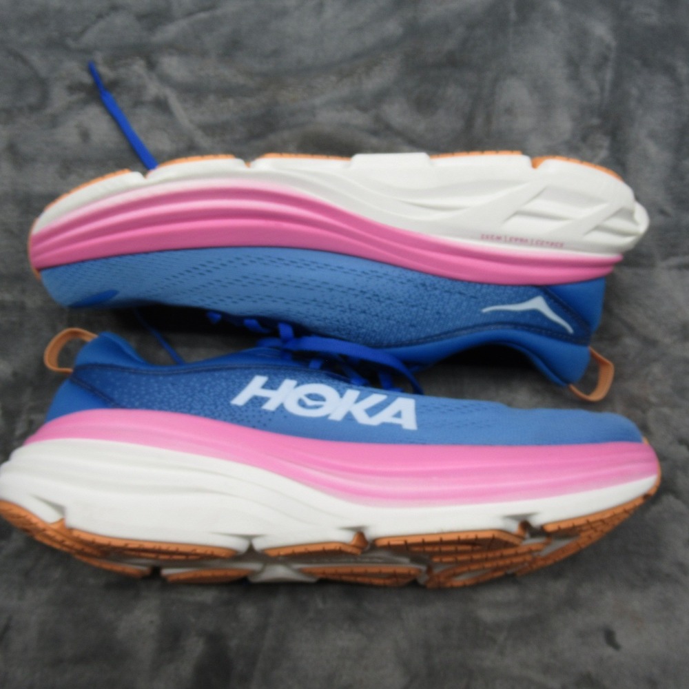 Hoka Womens 9/9.5B Running Shoes  Blue Bondi 8 Chunky Lightweight Mismatch READ - Picture 13 of 16